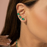 Brinco Ear Cuff Triplo Esmeralda