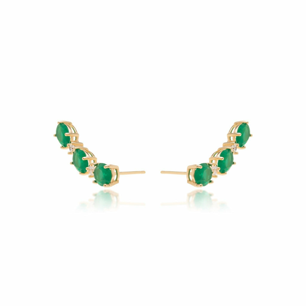 Brinco Ear Cuff Triplo Esmeralda