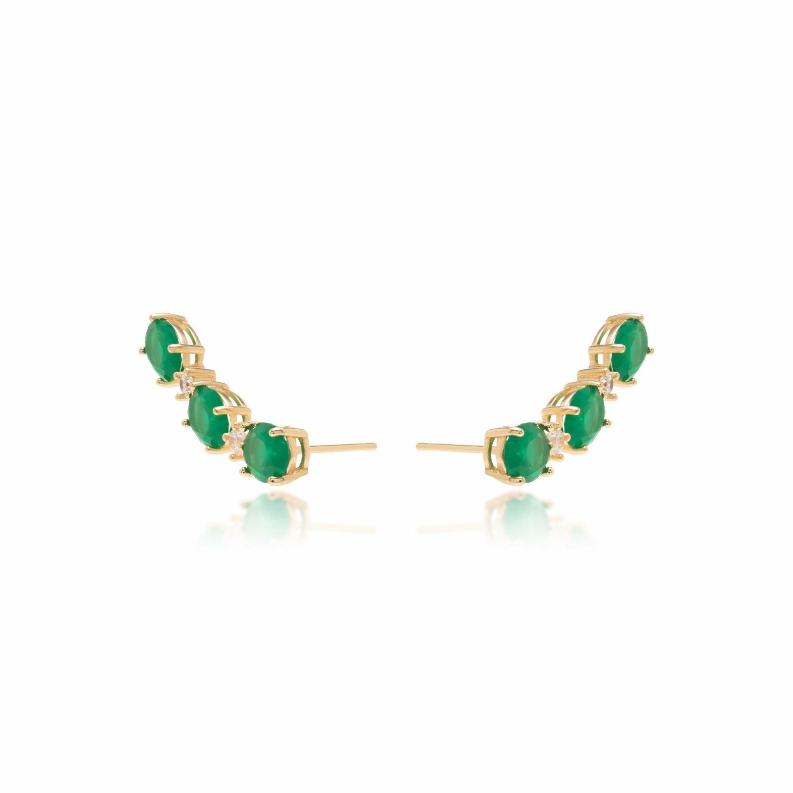 Brinco Ear Cuff Triplo Esmeralda