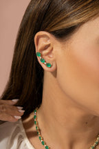 Brinco Ear Cuff Triplo Esmeralda