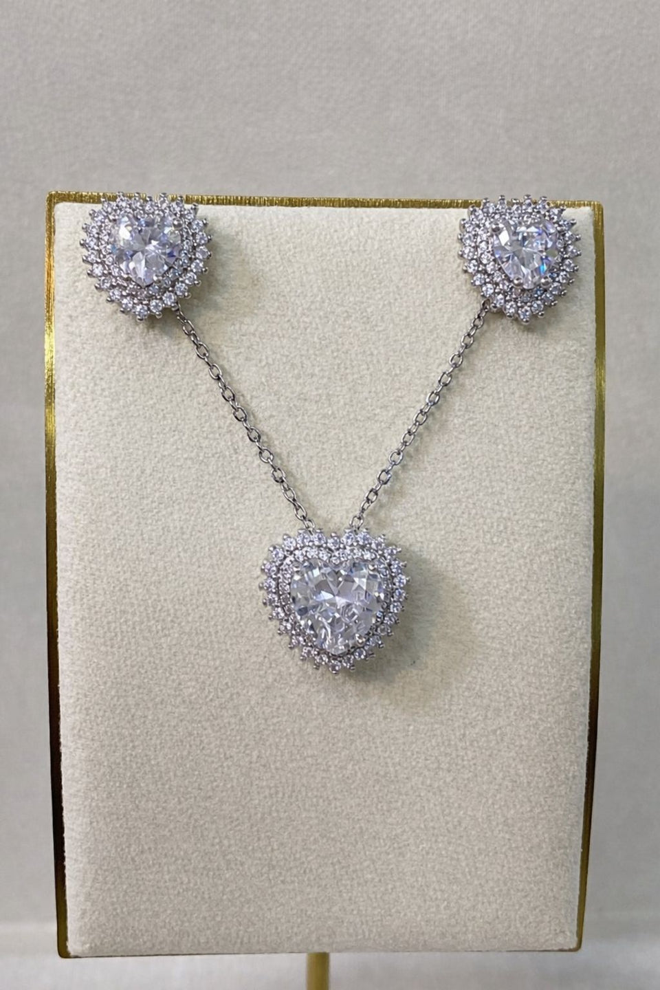 CONJUNTO CORAÇÃO DUAS FILEIRAS CRAVEJADO