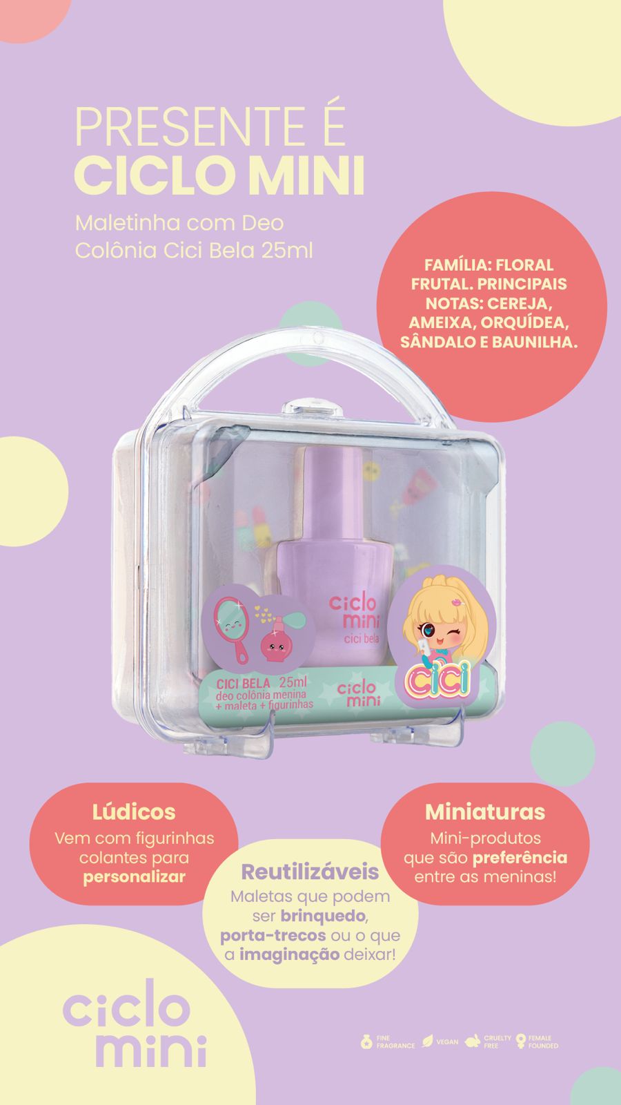 Maletinha com Deo Colônia Cici Bela 25ml