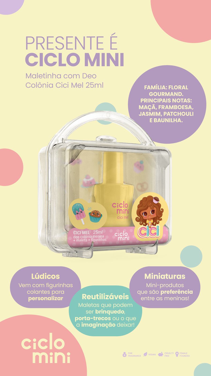 Maletinha com Deo Colônia Cici Mel 25ml