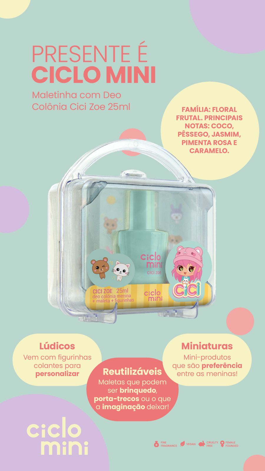 Maletinha com Deo Colônia Cici Zoe 25ml
